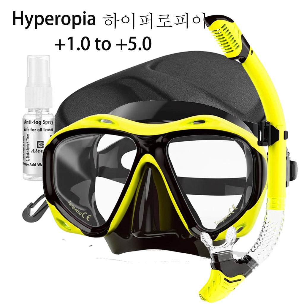 Freediving Mask Set - Maska do nurkowania +1.0 do +5.0,