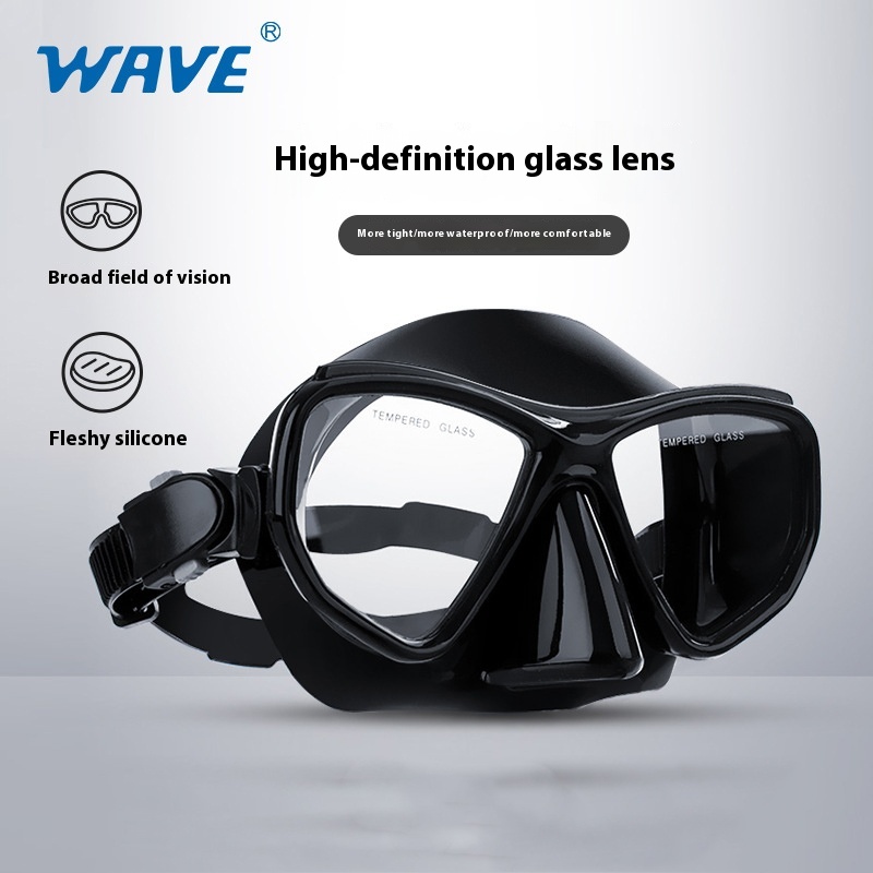 Freediving Mask Set - WAVE Jakość Snorkeling Szklane okulary Maska